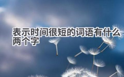表示时间很短的词语有什么两个字