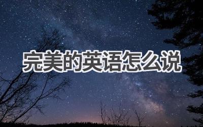 完美的英语怎么说