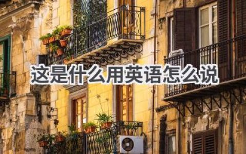 这是什么用英语怎么说