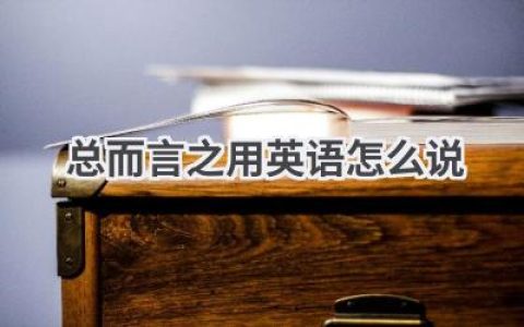 总而言之用英语怎么说