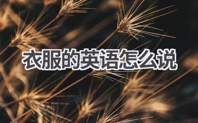 衣服的英语怎么说