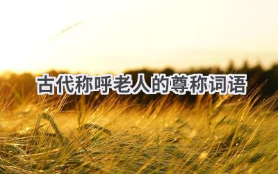古代称呼老人的尊称词语