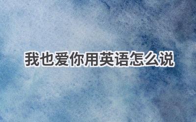 我也爱你用英语怎么说