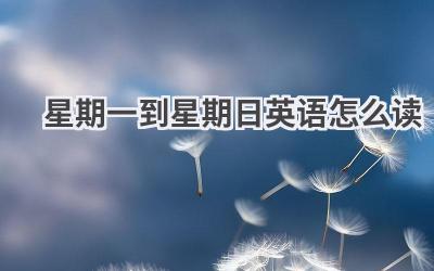 星期一到星期日英语怎么读
