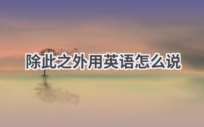 除此之外用英语怎么说