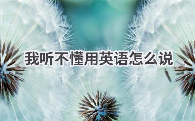 我听不懂用英语怎么说