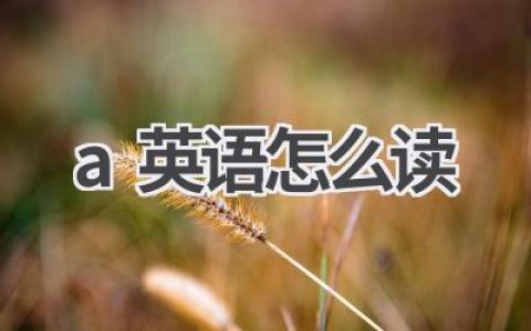 a英语怎么读