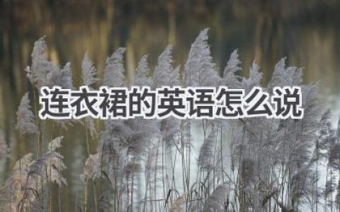 连衣裙的英语怎么说