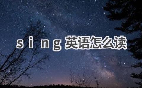 sing英语怎么读