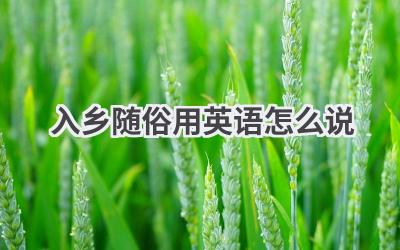 入乡随俗用英语怎么说