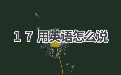 17用英语怎么说