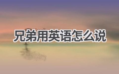 兄弟用英语怎么说