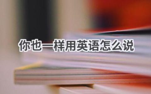 你也一样用英语怎么说