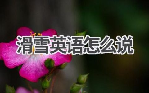 滑雪英语怎么说