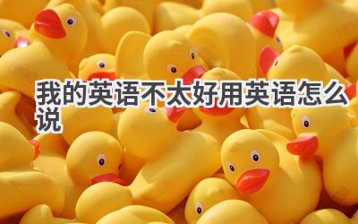 我的英语不太好用英语怎么说
