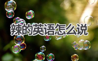 辣的英语怎么说