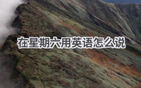 在星期六用英语怎么说