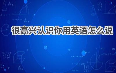 很高兴认识你用英语怎么说