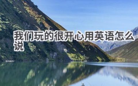 我们玩的很开心用英语怎么说