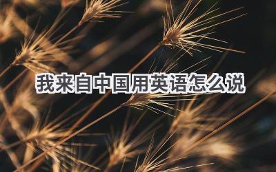 我来自中国用英语怎么说