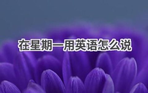 在星期一用英语怎么说