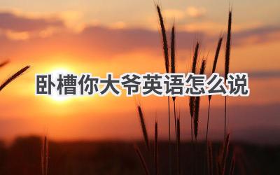 卧槽你大爷英语怎么说