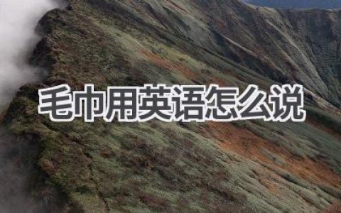 毛巾用英语怎么说