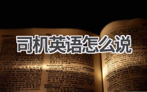 司机英语怎么说