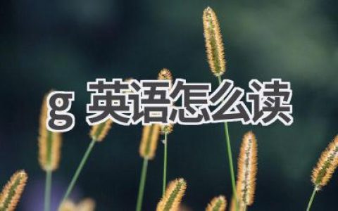 g英语怎么读