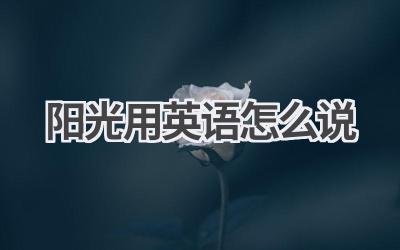 阳光用英语怎么说
