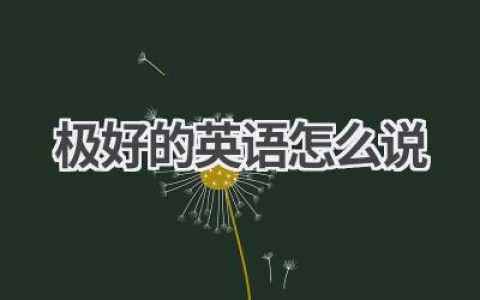极好的英语怎么说