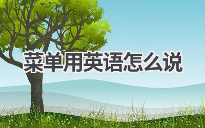 菜单用英语怎么说