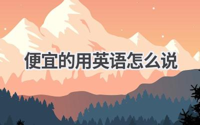 便宜的用英语怎么说