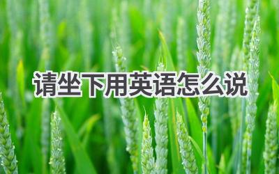 请坐下用英语怎么说