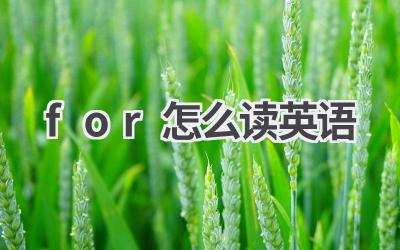 for怎么读英语