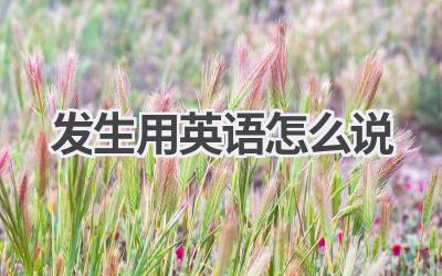发生用英语怎么说