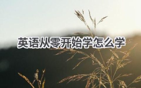 英语从零开始学怎么学