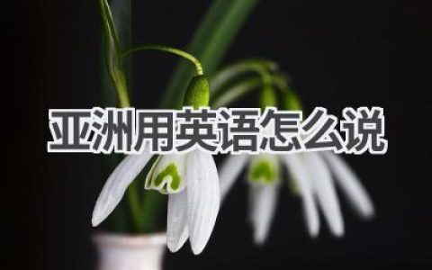 亚洲用英语怎么说