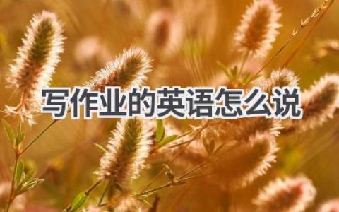 写作业的英语怎么说